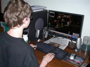 Teenager at a computer